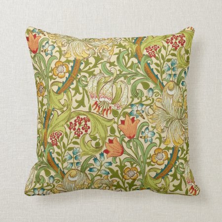 William Morris Golden Lily Vintage Pre-raphaelite Throw Pillow