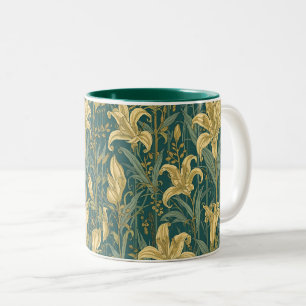 William Morris Golden Lily Vintage Pre-Raphaelite Two-Tone Coffee Mug