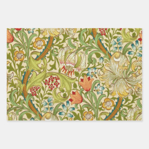 William Morris Golden Lily Vintage Pre-Raphaelite Wrapping Paper Sheets