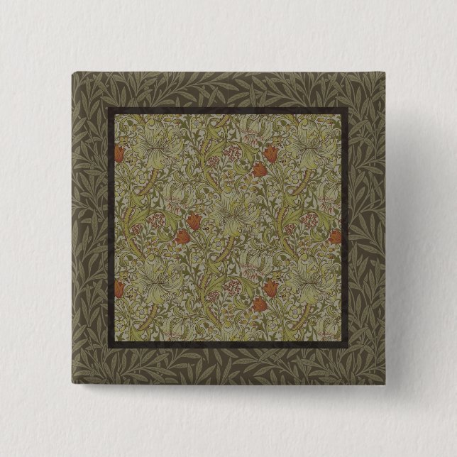 William Morris Golden Lily Willow Bough Pattern Button (Front)