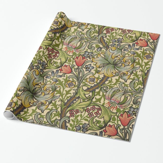 William Morris Golden Lily Wrapping Paper (Unrolled)
