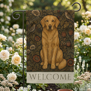 William Morris Golden Retriever Vintage Welcome Garden Flag