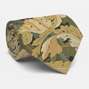 William Morris golden vintage leaves pattern Neck Tie