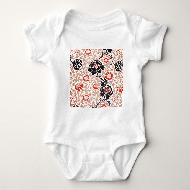 William Morris Grafton Botanic Art Design Baby Bodysuit (Front)