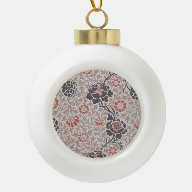 William Morris Grafton Botanic Art Design Ceramic Ball Christmas Ornament (Front)