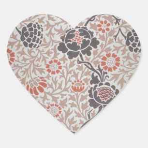 William Morris Grafton Botanic Art Design Heart Sticker