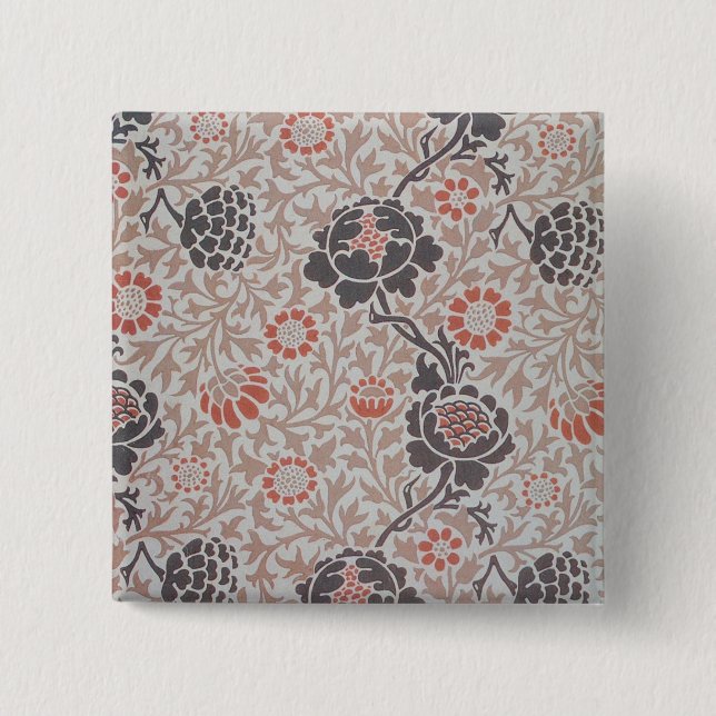 William Morris Grafton Botanic Art Design Pinback Button (Front)