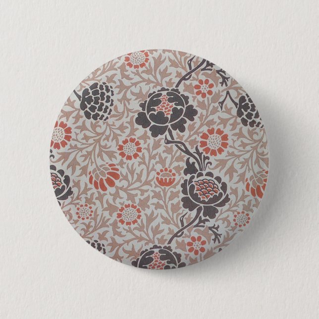 William Morris Grafton Botanic Art Design Pinback Button (Front)
