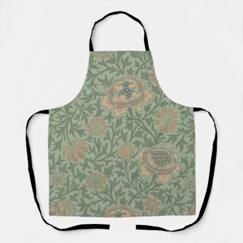 William Morris Grafton Floral Pattern Sage Green Apron