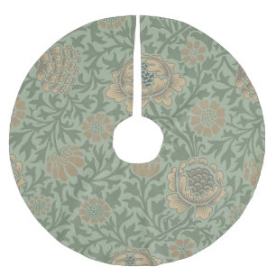William Morris Grafton Floral Pattern Sage Green  Brushed Polyester Tree Skirt