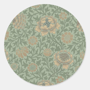 William Morris Grafton Floral Pattern Sage Green Classic Round Sticker