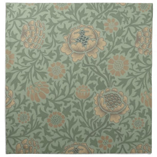 William Morris Grafton Floral Pattern Sage Green Cloth Napkin