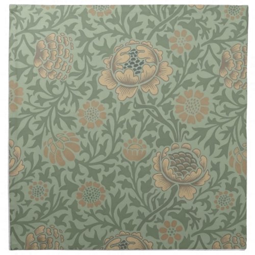 William Morris Grafton Floral Pattern Sage Green  Cloth Napkin