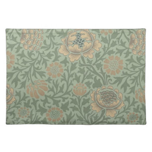 William Morris Grafton Floral Pattern Sage Green Cloth Placemat