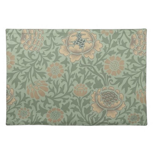William Morris Grafton Floral Pattern Sage Green  Cloth Placemat