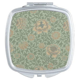 William Morris Grafton Floral Pattern Sage Green Compact Mirror