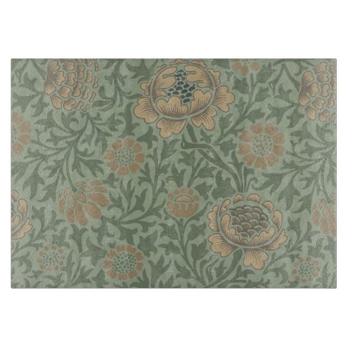 William Morris Grafton Floral Pattern Sage Green  Cutting Board