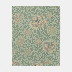 William Morris Grafton Floral Pattern Sage Green  Fleece Blanket