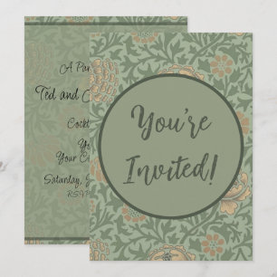 William Morris Grafton Floral Pattern Sage Green Invitation