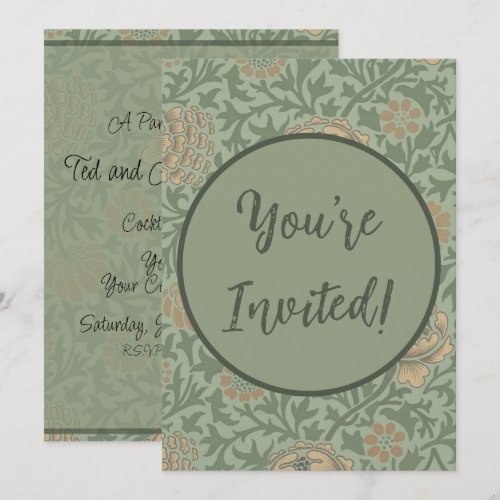 William Morris Grafton Floral Pattern Sage Green  Invitation