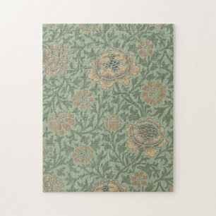 William Morris Grafton Floral Pattern Sage Green  Jigsaw Puzzle