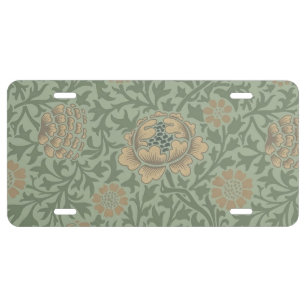 William Morris Grafton Floral Pattern Sage Green License Plate