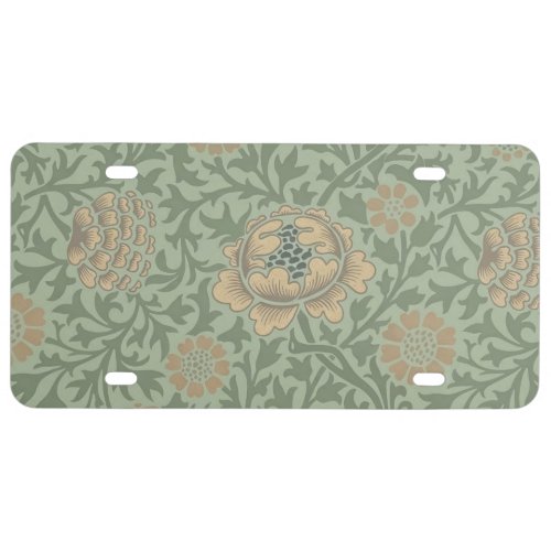William Morris Grafton Floral Pattern Sage Green License Plate