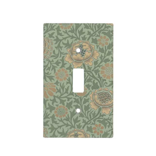William Morris Grafton Floral Pattern Sage Green  Light Switch Cover (Front)