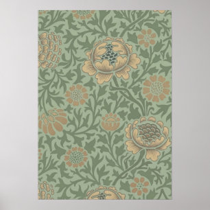 William Morris Grafton Floral Pattern Sage Green Poster
