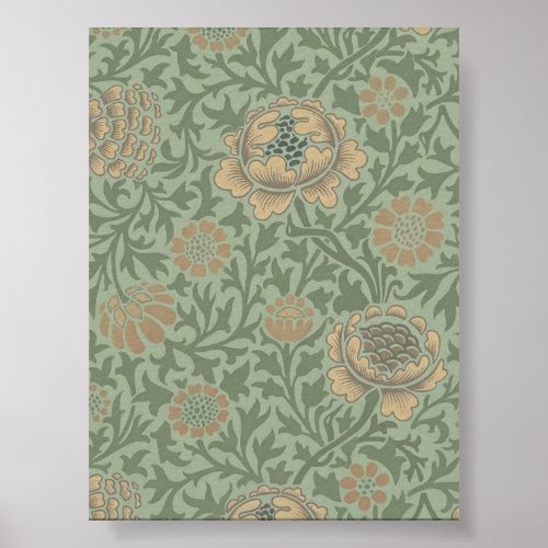 William Morris Grafton Floral Pattern Sage Green  Poster