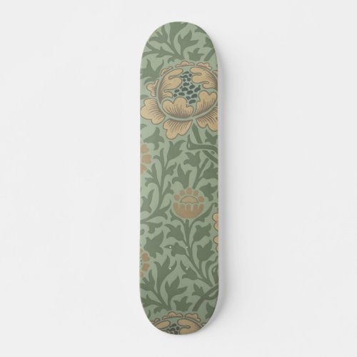 William Morris Grafton Floral Pattern Sage Green  Skateboard