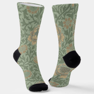 William Morris Grafton Floral Pattern Sage Green Socks