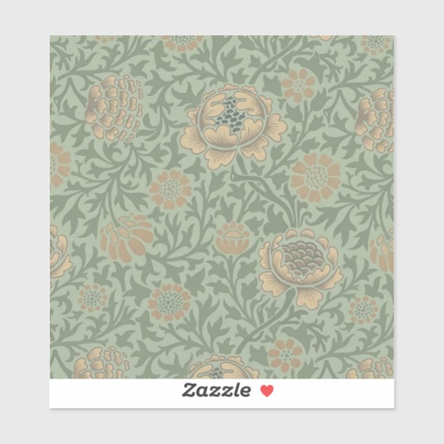 William Morris Grafton Floral Pattern Sage Green  Sticker (Sheet)