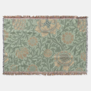 William Morris Grafton Floral Pattern Sage Green  Throw Blanket