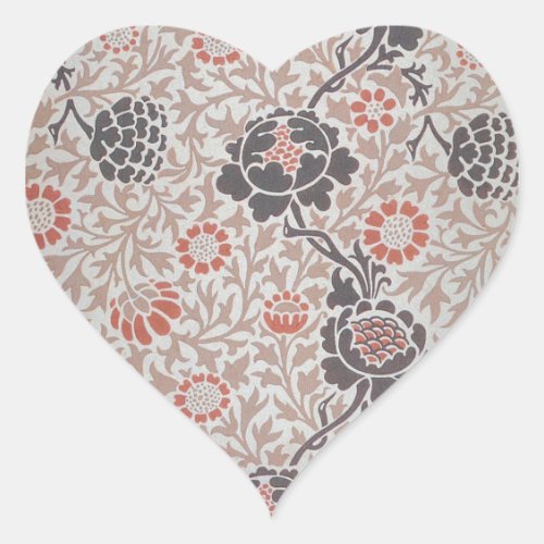 William Morris Grafton Flower Design Heart Sticker