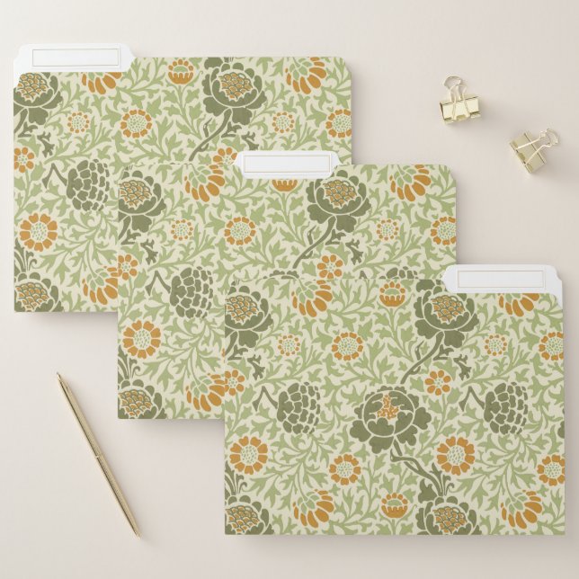 William Morris Grafton Sage Green Floral Pattern File Folder (Set)