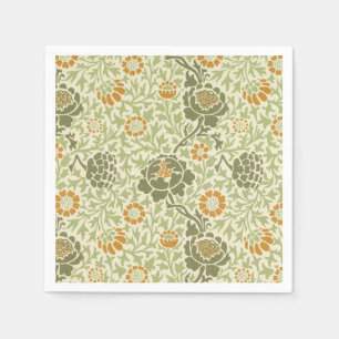 William Morris Grafton Sage Green Floral Pattern Napkins