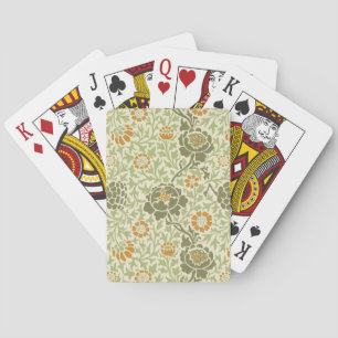 William Morris Grafton Sage Green Floral Pattern Poker Cards