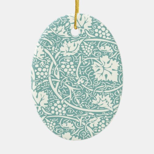 William Morris Grape Pattern Teal Ceramic Ornament