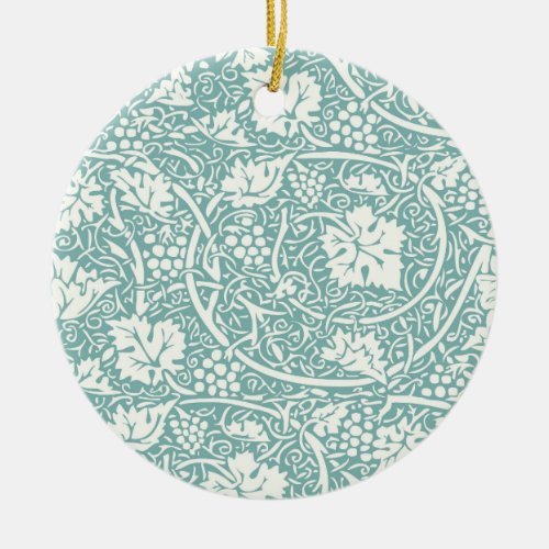 William Morris Grape Pattern Teal Ceramic Ornament