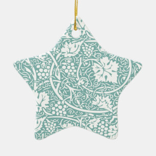 William Morris Grape Pattern Teal Turquoise Ceramic Ornament