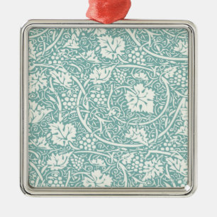 William Morris Grape Pattern Teal Turquoise Metal Ornament