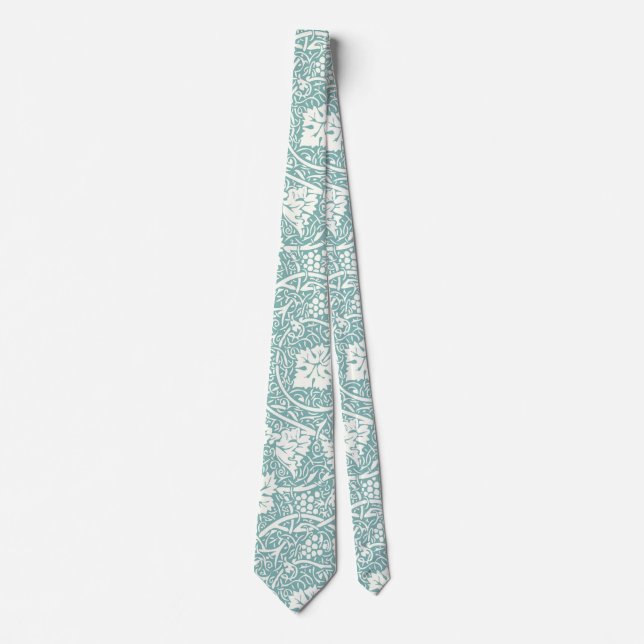 William Morris Grape Pattern Teal Turquoise Neck Tie (Front)
