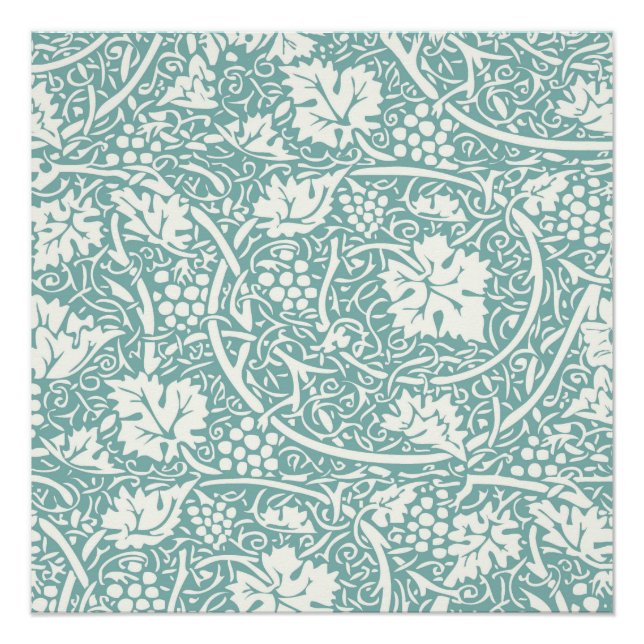William Morris Grape Pattern Teal Turquoise Poster (Front)