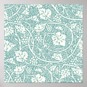 William Morris Grape Pattern Teal Turquoise Poster