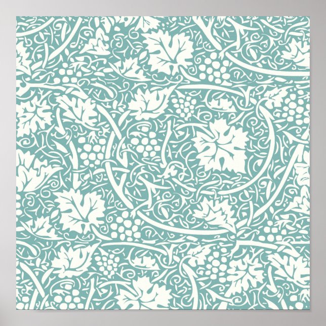 William Morris Grape Pattern Teal Turquoise Poster (Front)