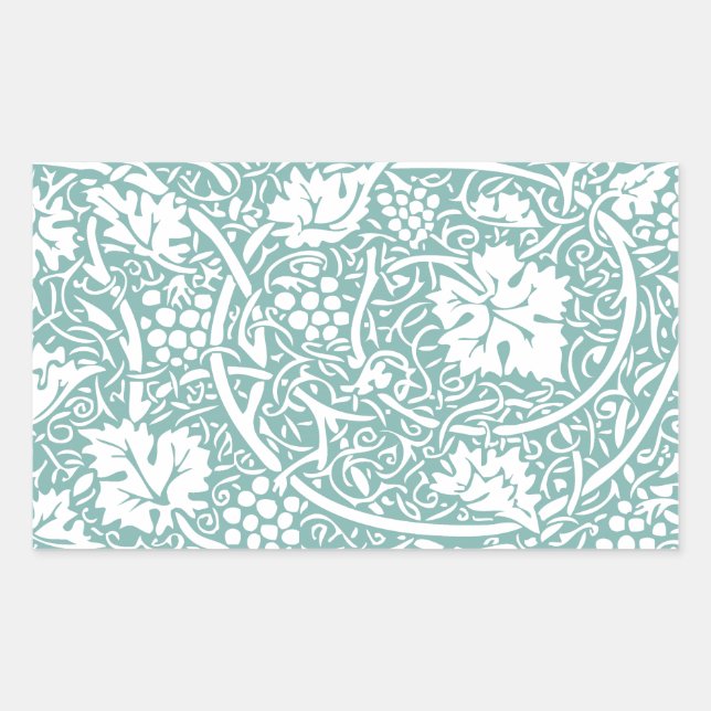 William Morris Grape Pattern Teal Turquoise Rectangular Sticker (Front)