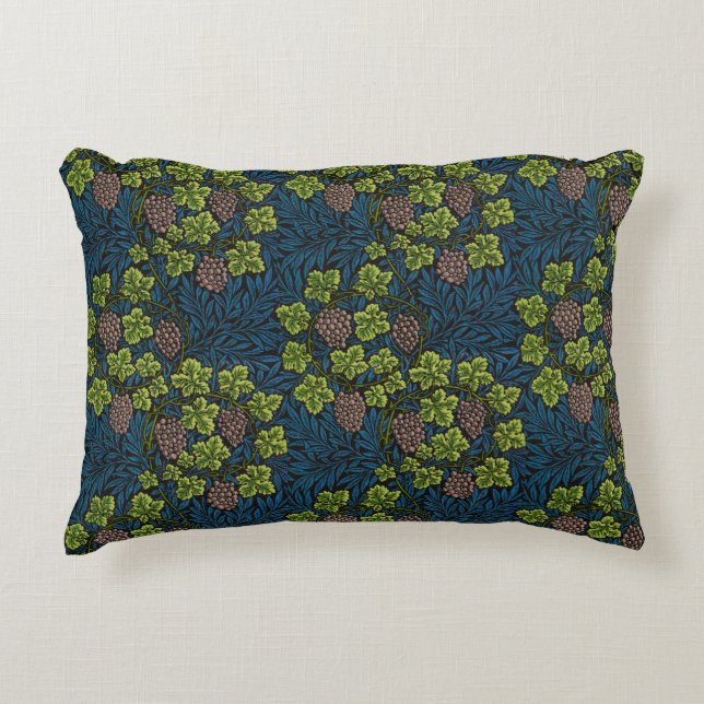 William Morris Grape & Vine Red Green Blue Accent Pillow (Front)