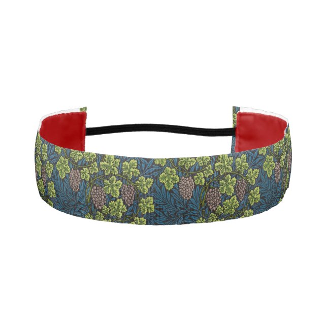William Morris Grape & Vine Red Green Blue Athletic Headband (Front)