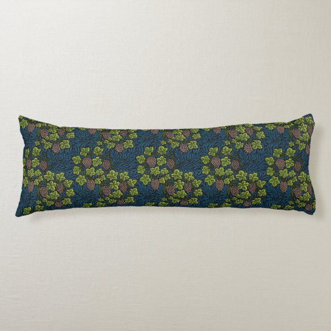 William Morris Grape & Vine Red Green Blue Body Pillow (Front)